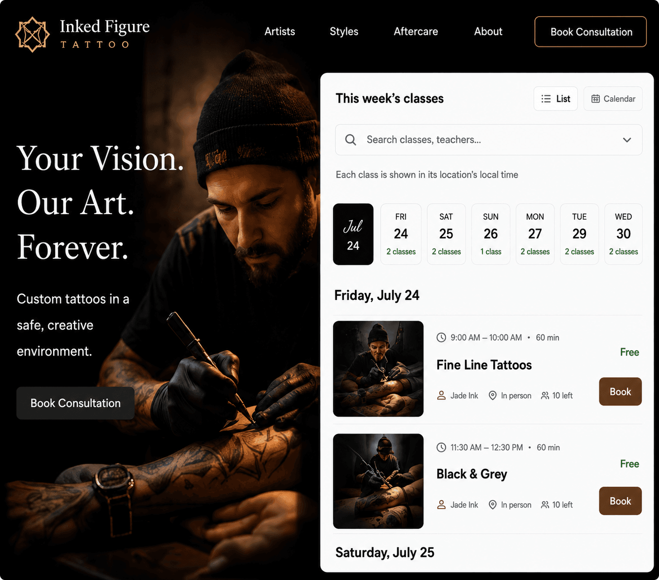 Inked Figure — a tattoo website built with PranaRoot